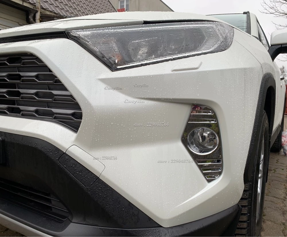 For Toyota RAV4 RAV 4 2019 2020 Chrome Front Fog Light Lamp Cover Trim Foglight Bezel Decoration Frame accessories Styling