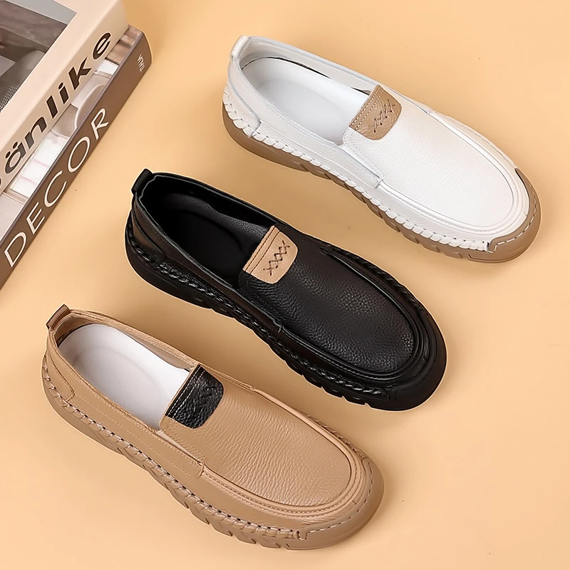 

Mens Genuine Leather Loafers Soft Moccasin Shoes Breathable Slip On Driving Shoes Comfortable Casual Footwear For Summer Daily
