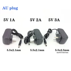 AC to DC DC 5V 1A 2A 3A AU plug Power Adapter Charger supply EU Plug 1000mA 5.5mmx2.1mm 2.5mm for LED Strip CCTV Camera