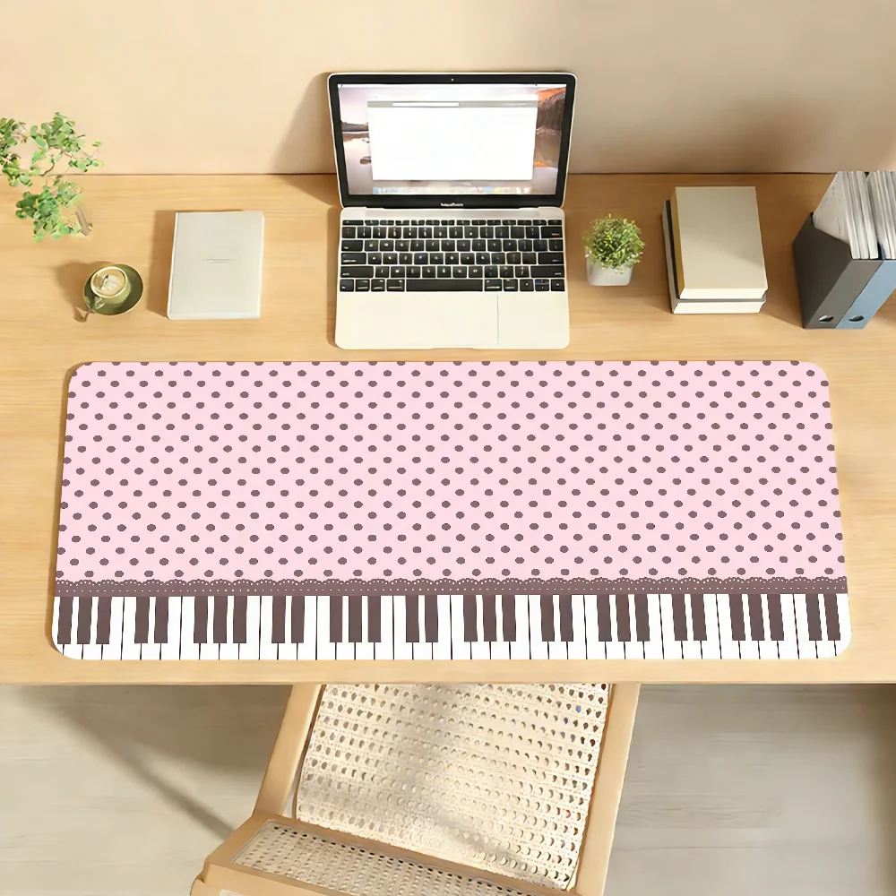 Piano Key Polka Dots Y2k Pink Girl Mouse Pad For Office Gaming And Keyboards Non-Slip Large Waterproof