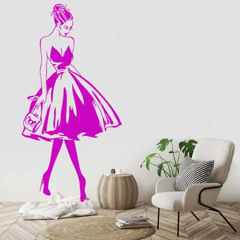 Wall Decal Woman Face Fashion Style Vinyl Wall Sticker Clothing Boutique Dress Design Wall Poster Beauty Salon Decor MV11