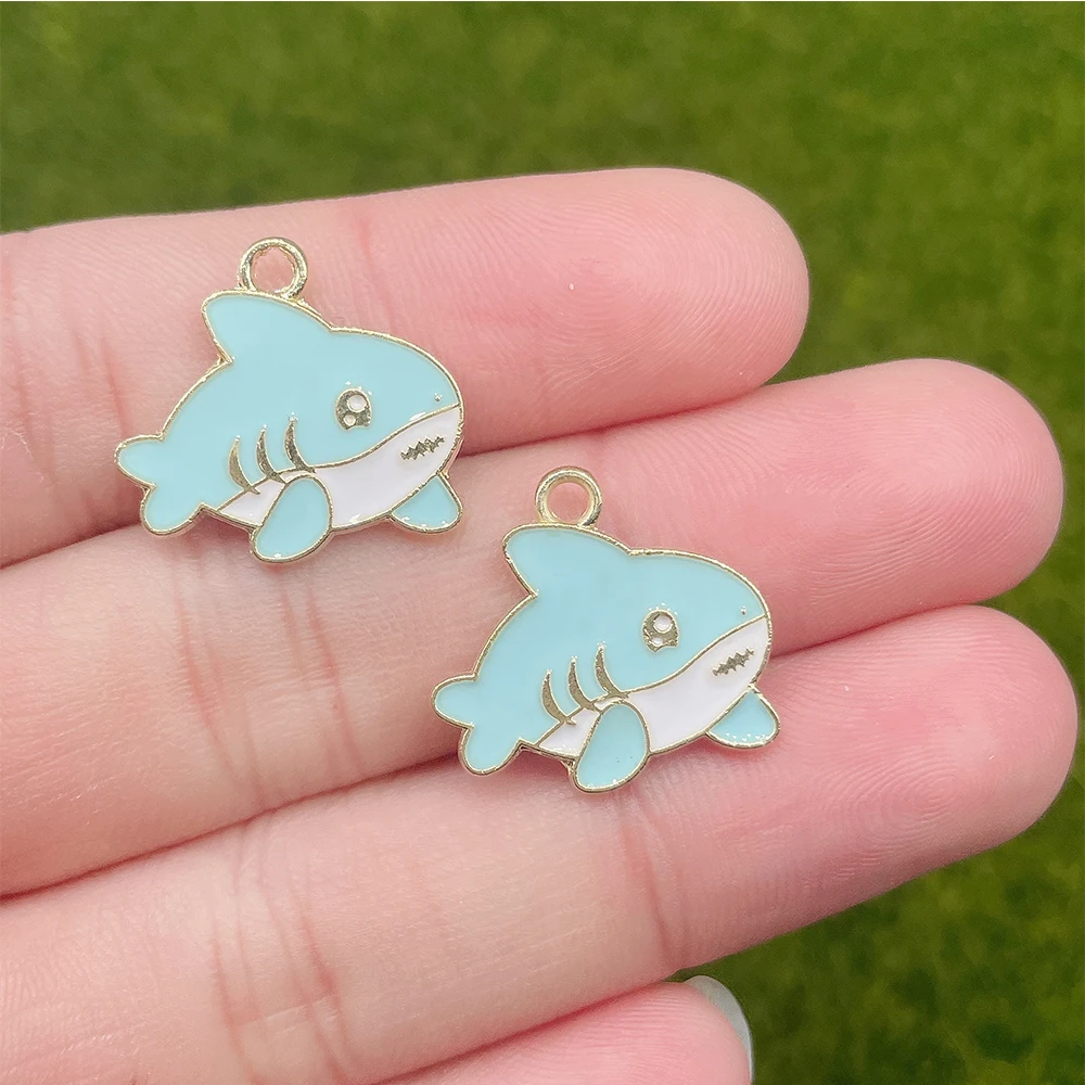 10Pcs of Ocean Cartoon Style Ladies Necklace Charm Cute Shark Seahorse Devil Fish Octopus Pendant Jewelry DIY Handmade Materials