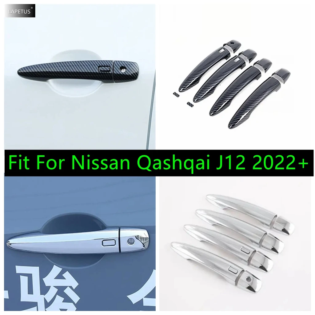 

Car Side Door Pull Doorknob Handle Catch Protector Cover Trim Accessories For Nissan Qashqai J12 2022 2023 Chrome / Carbon Fiber