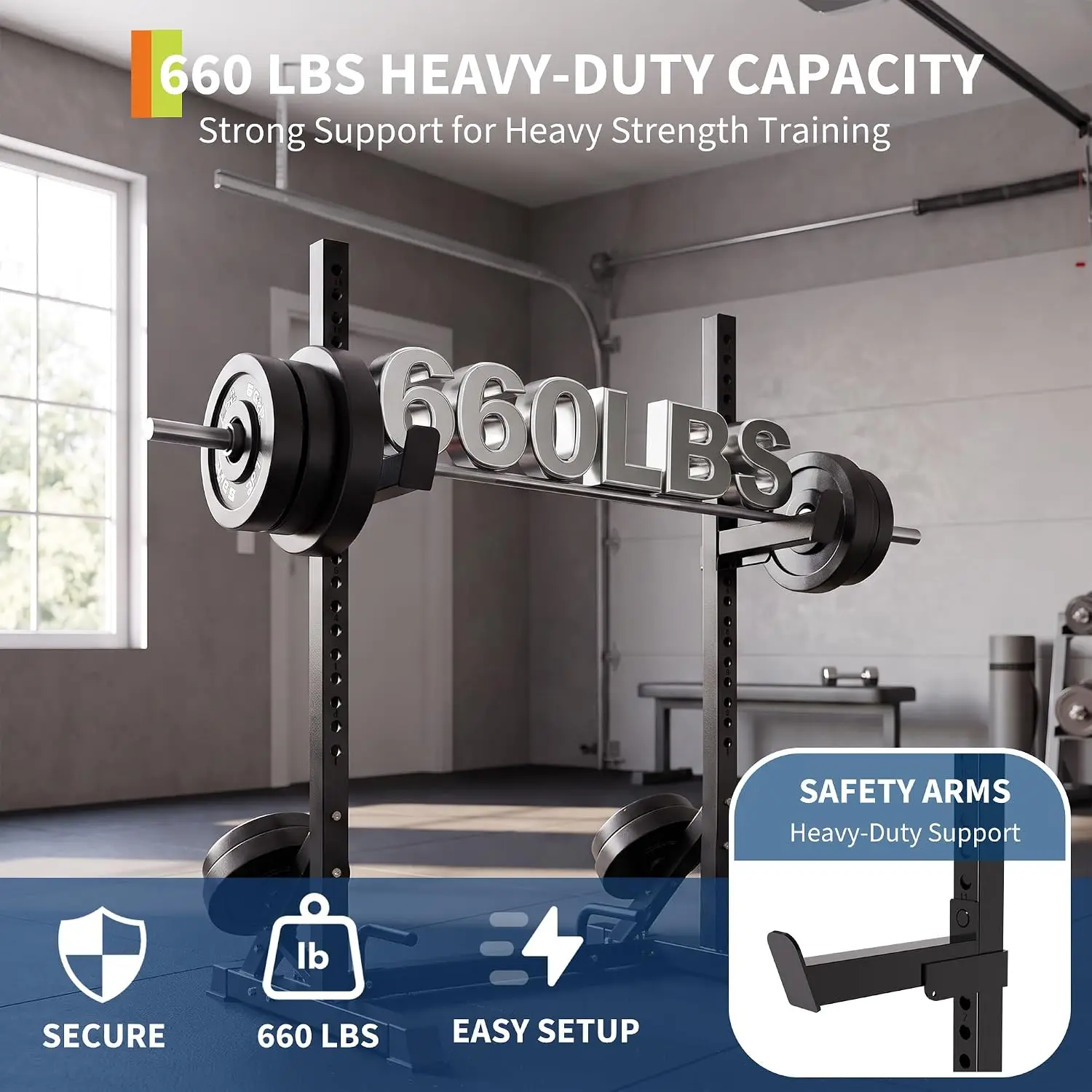 Home Gym Squat Rack and Bench Press Rack Including Push-Up Bars