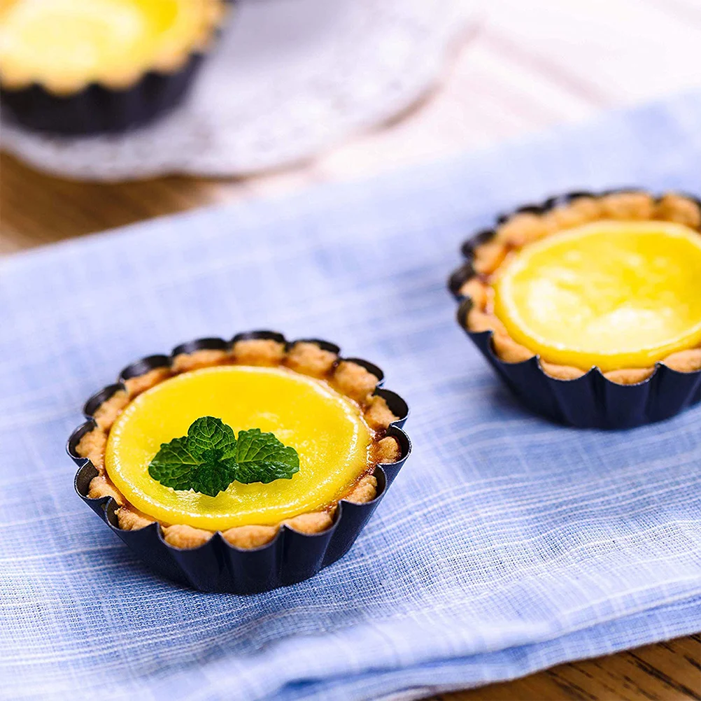 

4Pcs Aluminum Alloy Egg Tart Molds Mini Tart Pans Reusable Non Stick Baking Moulds for Cake Pudding Cheese Tartlet Tools