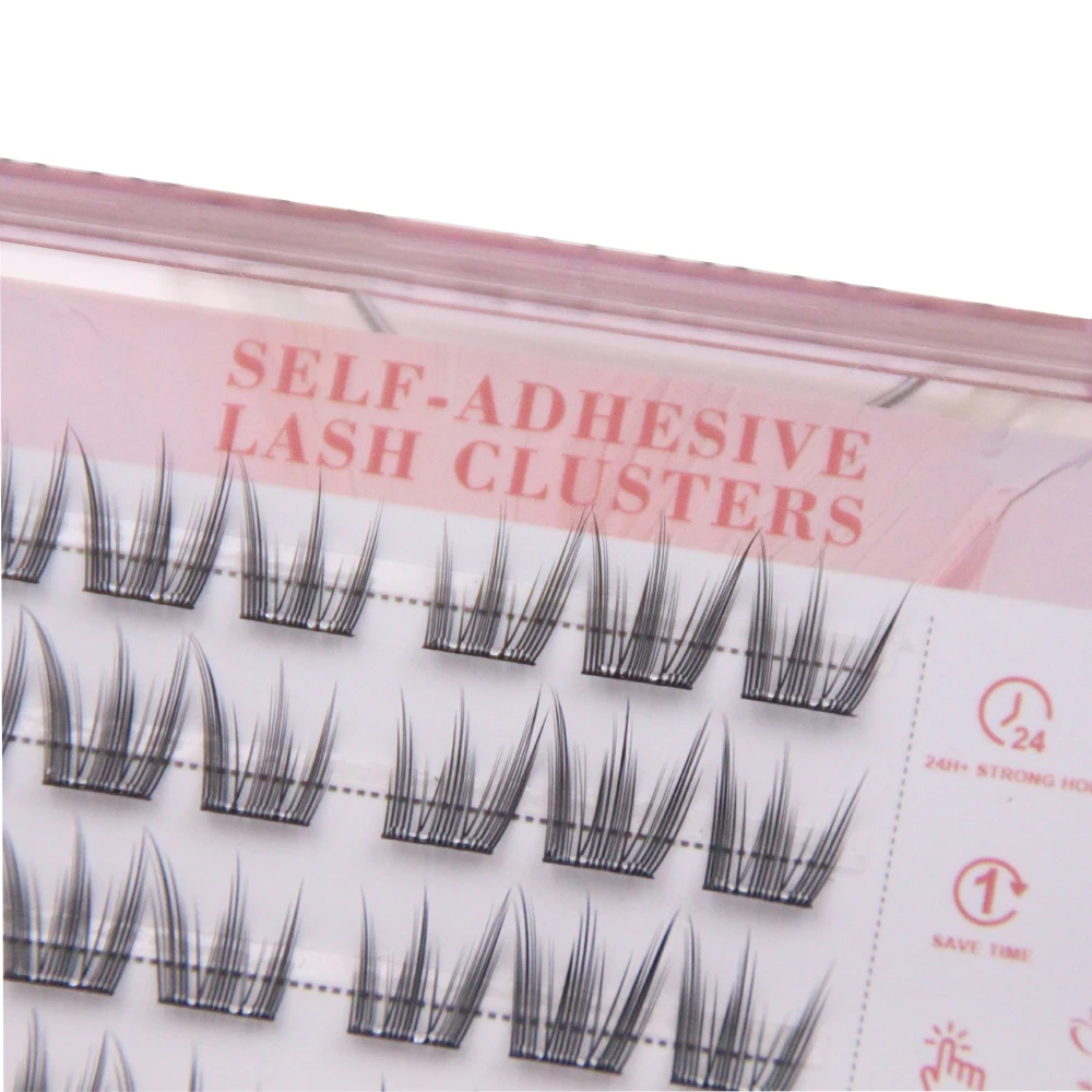 Noglue False Eyelashes 6 Rows Self-adhesive Eyelash Extension Natural Individual Cluster Grafting DIY Lashes