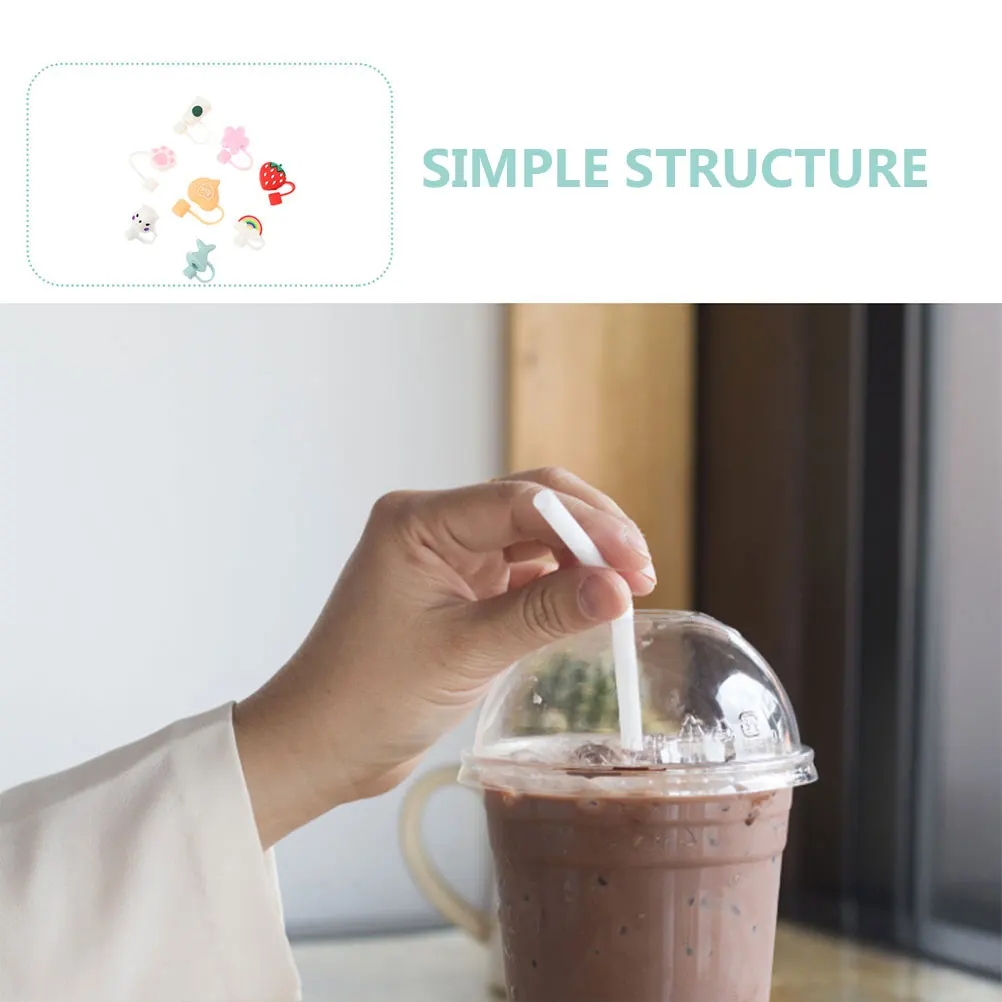 

6 Pcs Drinking Straw Covers Reusable Silicone Tips Protector End Cap Cute Straw Stopper Lightweight Portable Clean Hygiene Gift