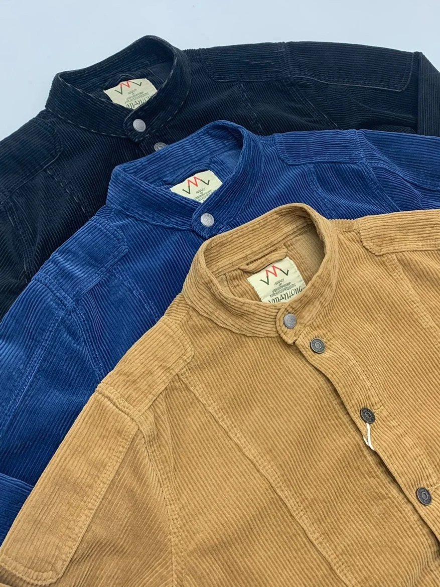 

Уличная мужская ветрозащитная спецодежда, джет, осень-зима, новое вельветовое модное брендовое пальто в американском стиле ретро с воротником-стойкой, повседневное пальто