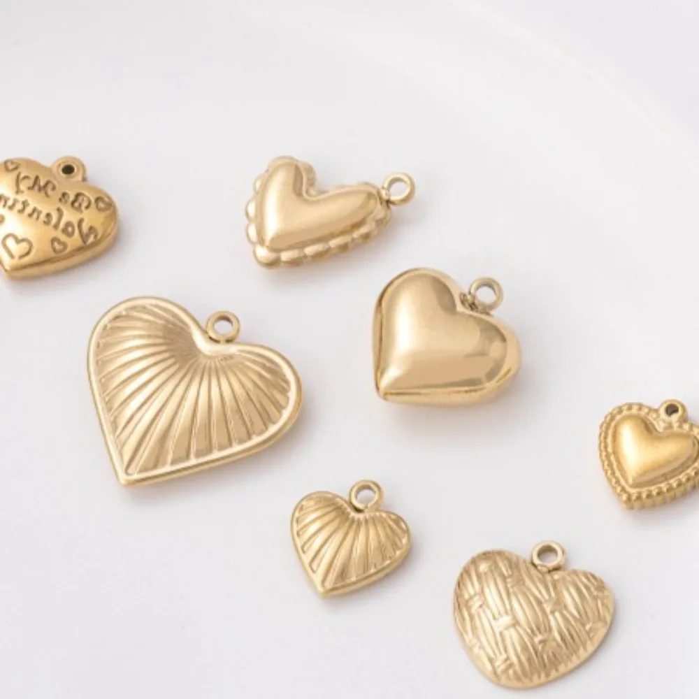 

Titanium Steel Vacuum-plated 14K Real Gold Peach Heart Series Pendant DIY Bracelet Earrings Necklace Love Pendant