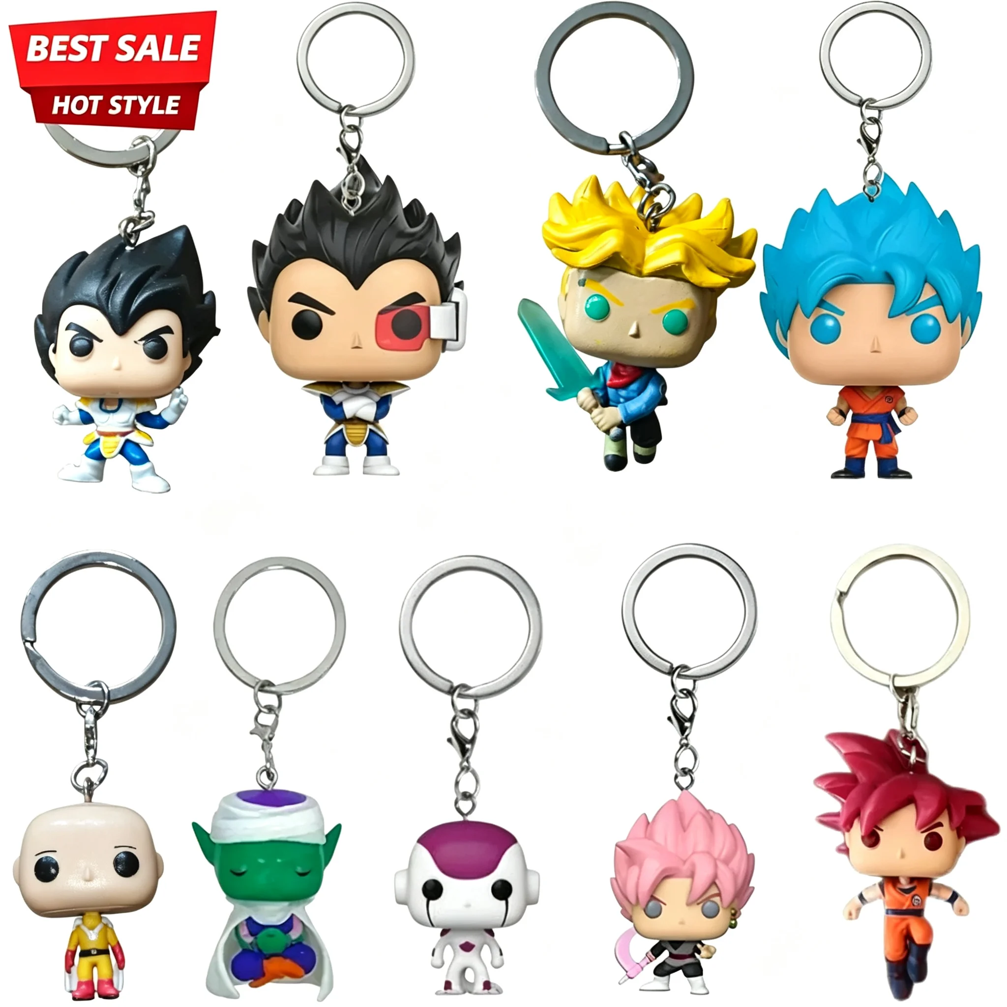 Nuevo Llavero de Anime con Figuras de Goku, Gohan, Vegeta y Piccolo, Lindas Figuras de Vinilo de Acción, Colección de Juguetes, Modelo de Regalo