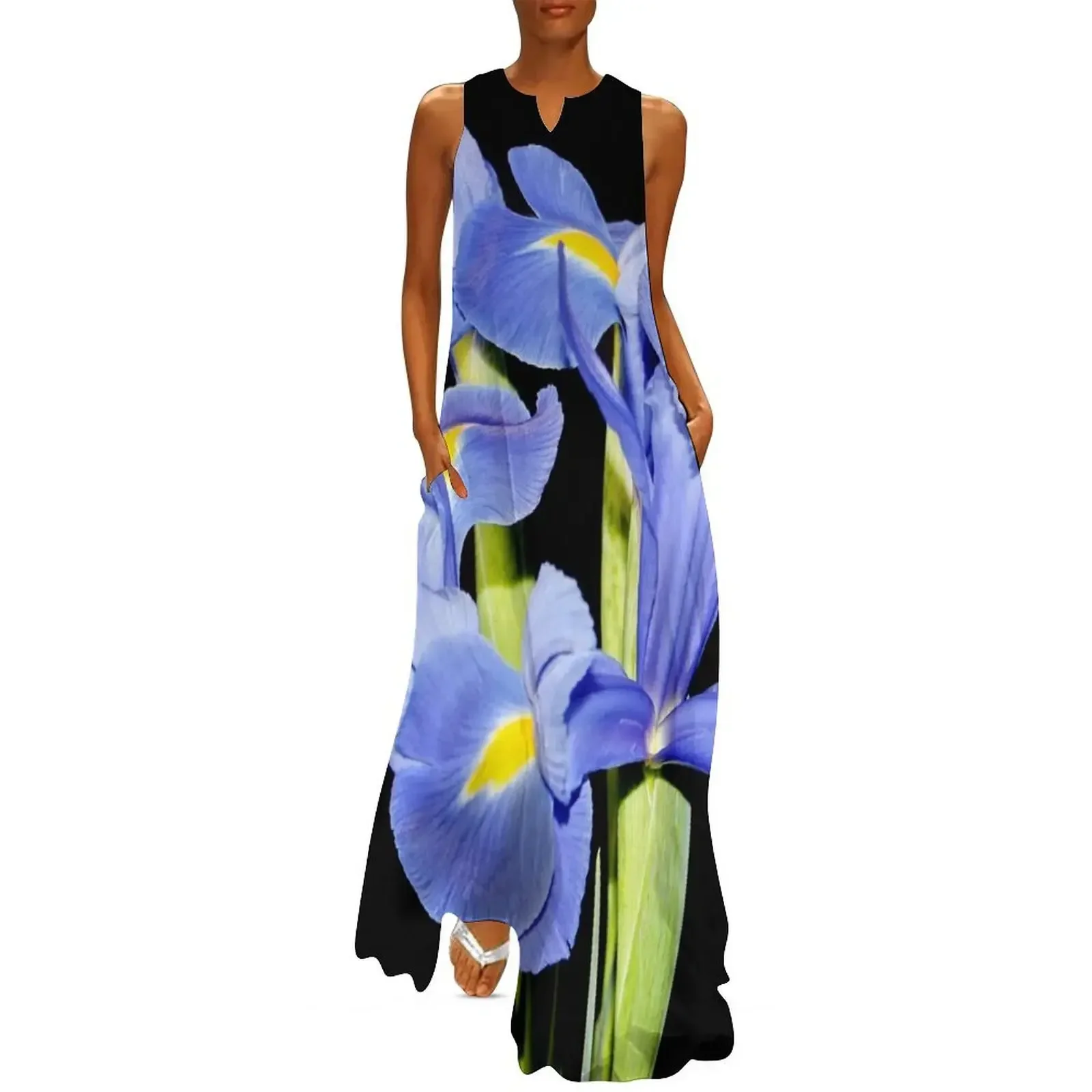 

Blue Iris' Long Dress dresses for womens dresses with long sleeves Clothing female Dress