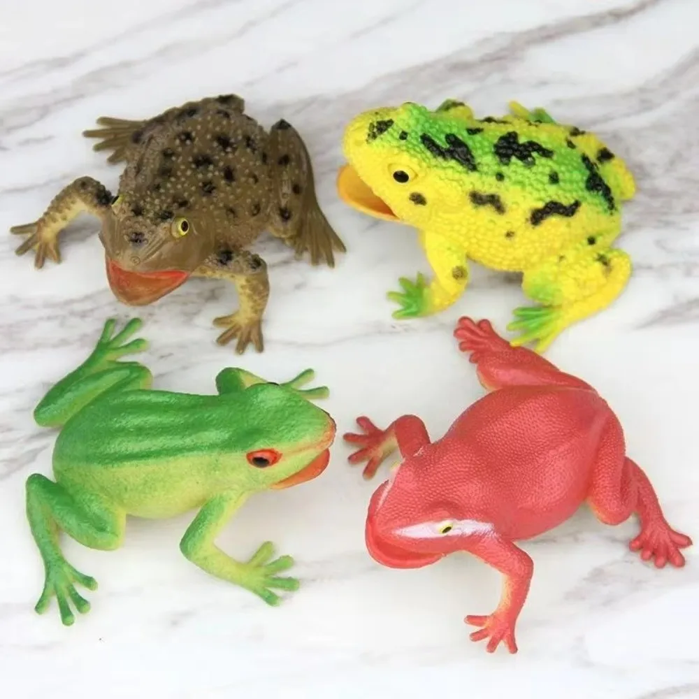 Plastic Simulation Frog Toy Lifelike Appearance Interactive Frog Model Toy Multiple Colors Realistic Texture Frog Squeak Toy