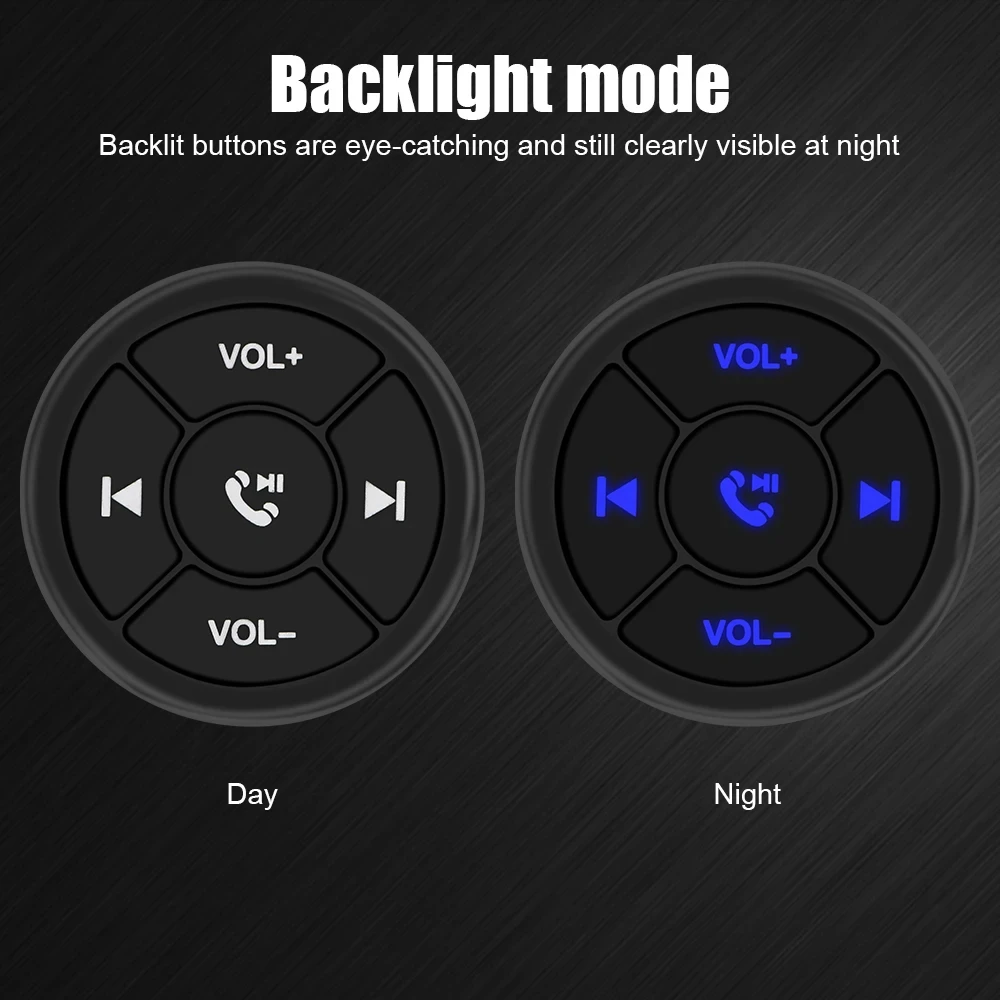 جهاز تحكم عن بعد لاسلكي ذو 5 مفاتيح عالمية متوافق مع وحدة تحكم موسيقى عجلة قيادة Android/iOS للسيارة/الدراجة النارية/الدراجة #3