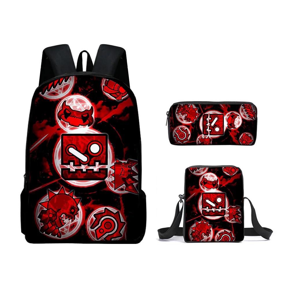 منتج جديد ثلاثي الأبعاد حقيبة ظهر للطلاب Geometry Dash حقيبة كروس مقلمة