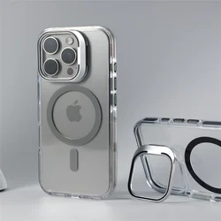Luxury Camera Lens Holder Clear for Wireless Charge Magsafe Cases For iPhone 16 15 14 13Pro 15Pro max Clear Shockproof Cover