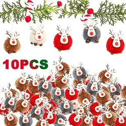Lots Christmas Felt Deer Pendant Xmas Tree Decorative Hanging Wooden Elk Party Decor Home Christmas Cute Deer Crafts Ornaments