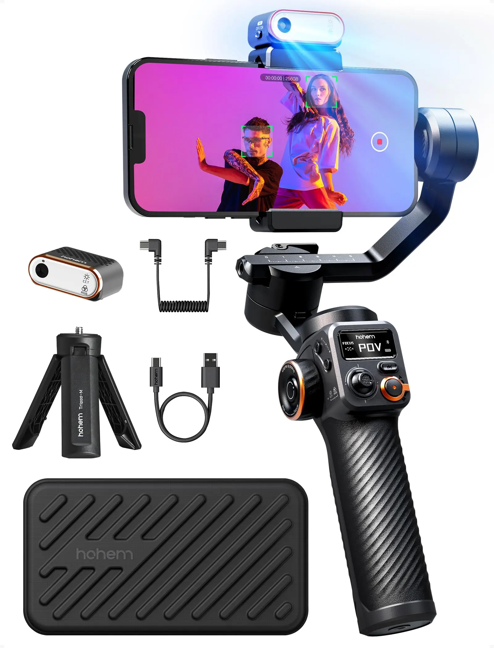 Hohem oficial-website isteady m6 estabilizador de telefone celular gimbal de 3 eixos com luz de preenchimento magnética ai gravação de vídeo