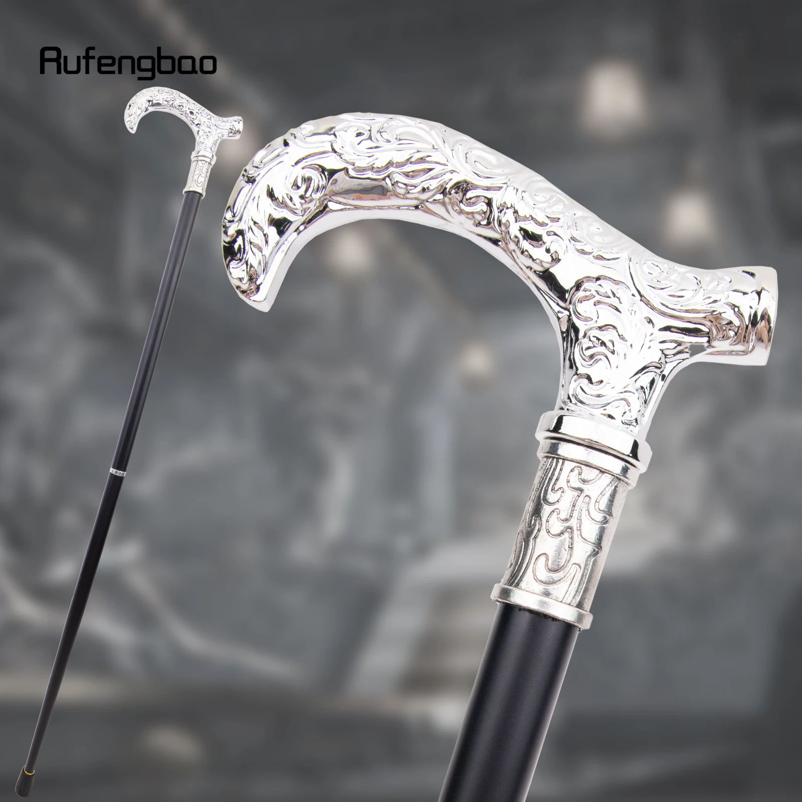 White Flower Pattern Walking Cane Fashion Decorative Walking Stick Gentleman Elegant Cosplay Cane Knob Crosier 93cm