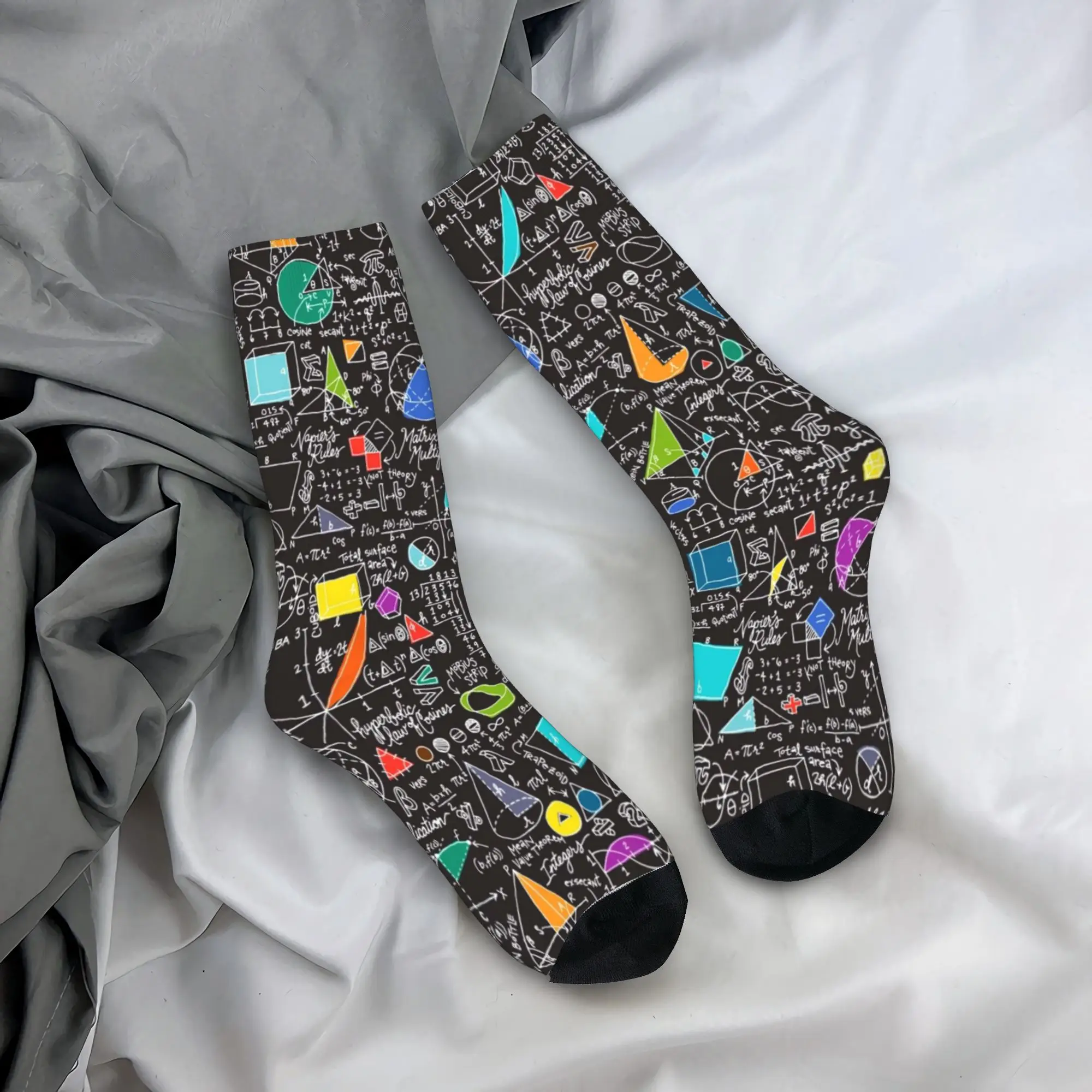 Blackboard Math Color Shapes Socks  Design Stockings Non Slip Men's Socks Quality Autumn Fashion Climbing Socks