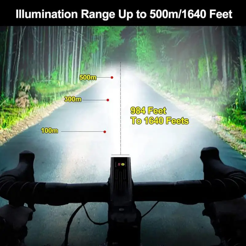 10000mAh Bike Light USB Rechargeable 5000 Lumens Bike Headlight 5T6 LED Super Bright Flashlight Front Lights and Back Rear light