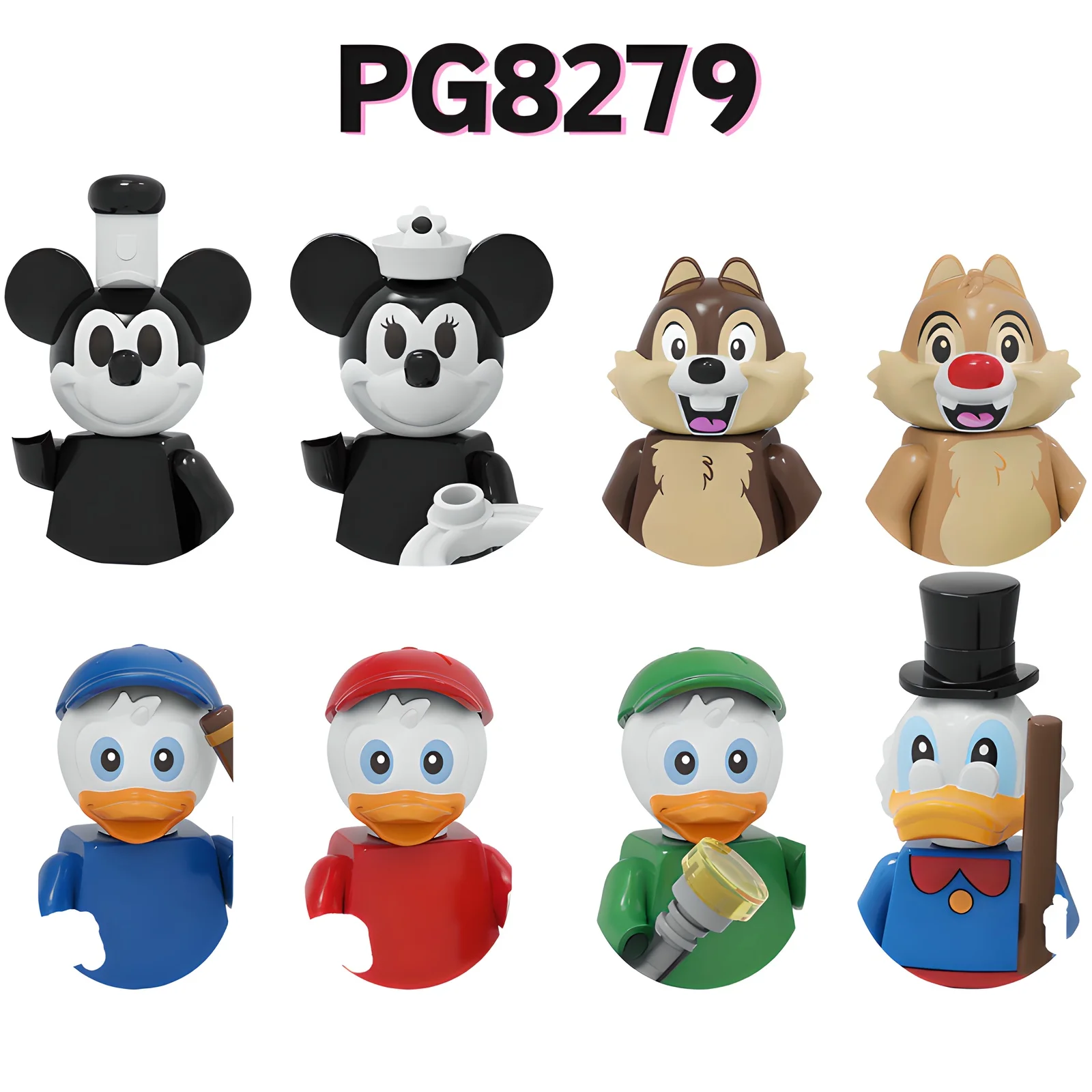 

Disney PG8279 Building Block Figures,including Mickey Mouse,Minnie Mouse,Chip,Dale,Huey Duck,Dewey Duck,Louie Duck,Scrooge Duck