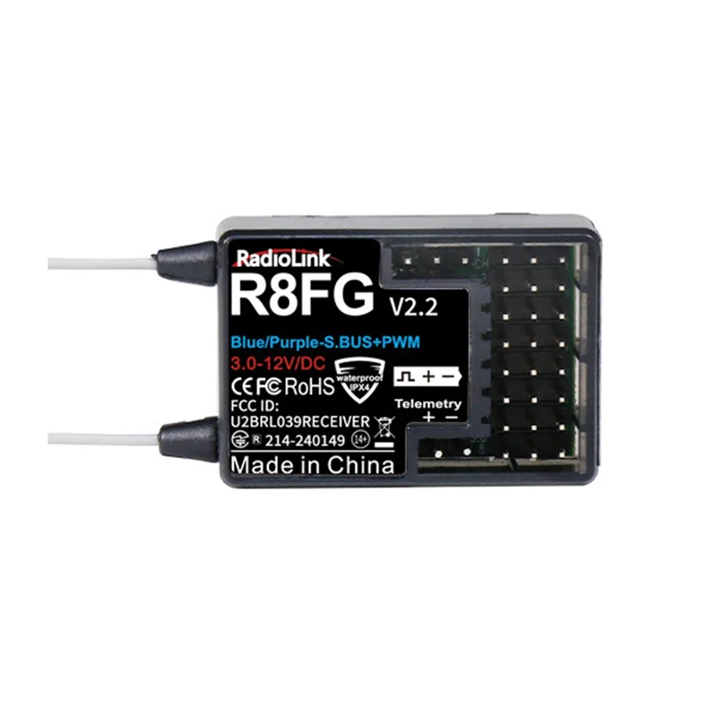 

Radiolink R8FG 8 Channle 2.4G Gyro RC Receiver Voltage Return 600 Meters Long Range RX For Car Boat RC8X RC6GS RC4GS