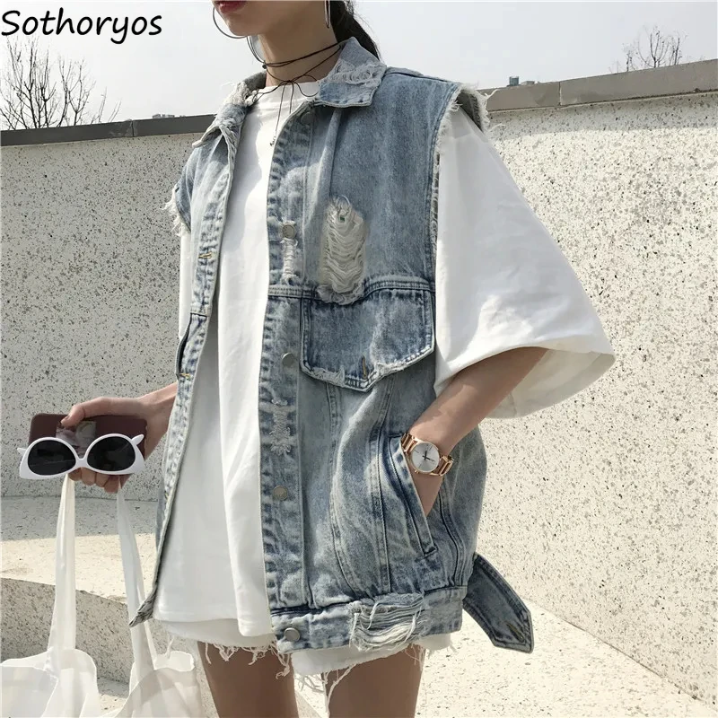 

Жилеты, женские жилеты, женские весенне-летние однотонные однотонные куртки для отдыха, женская модная свободная джинсовая куртка без рукавов, студенческая корейская шик