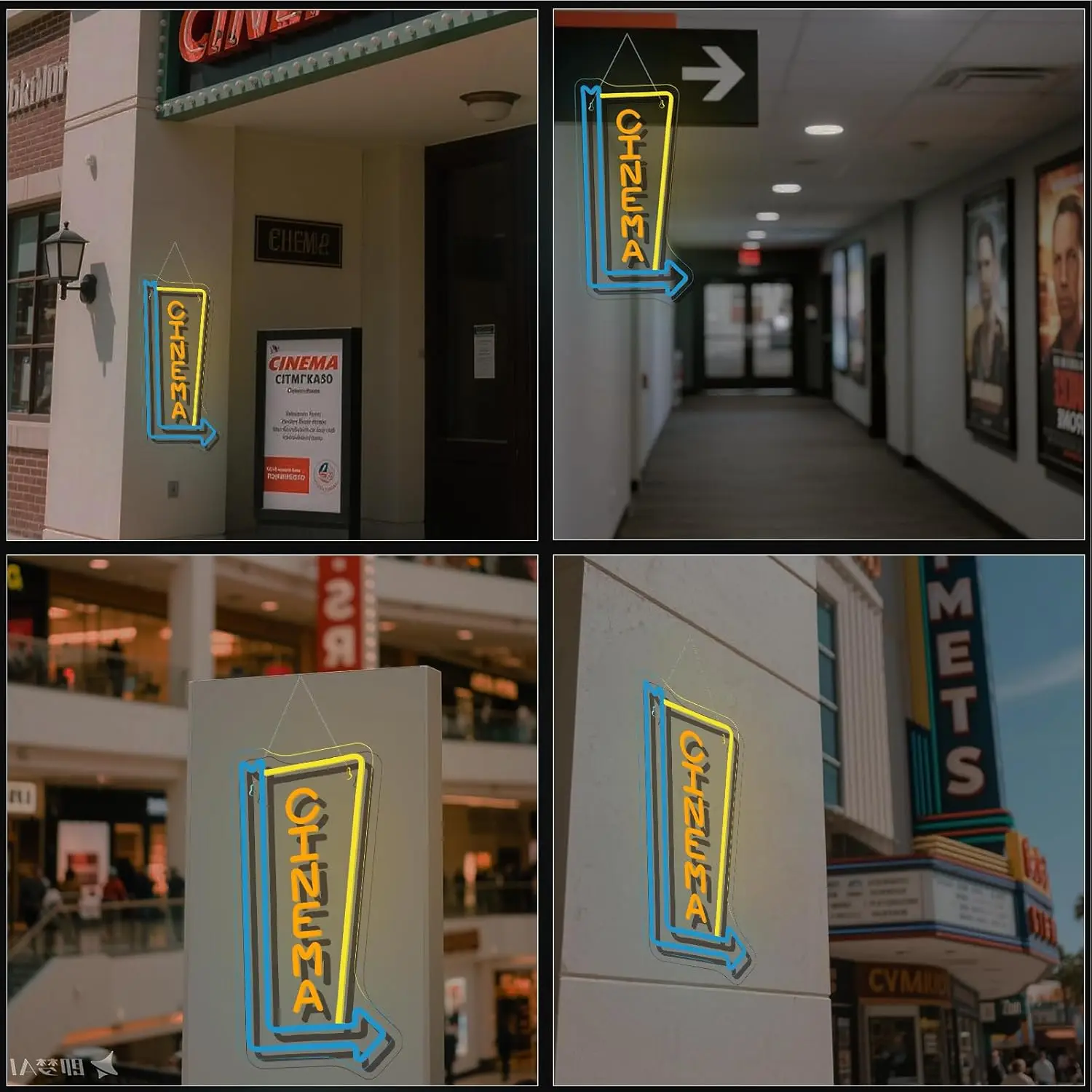 

Cinema Neon Signs for Wall Decor Right Arrow Neon Light USB Light Up Letters Sign for Film Room Cinema Man Cave Party Theater De