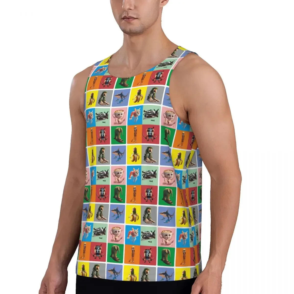 Quick Dry Italian Brain Rot Anomaly Gym Tank Muscle Sleeveless Shirt Bodybuilding Breathable Vest