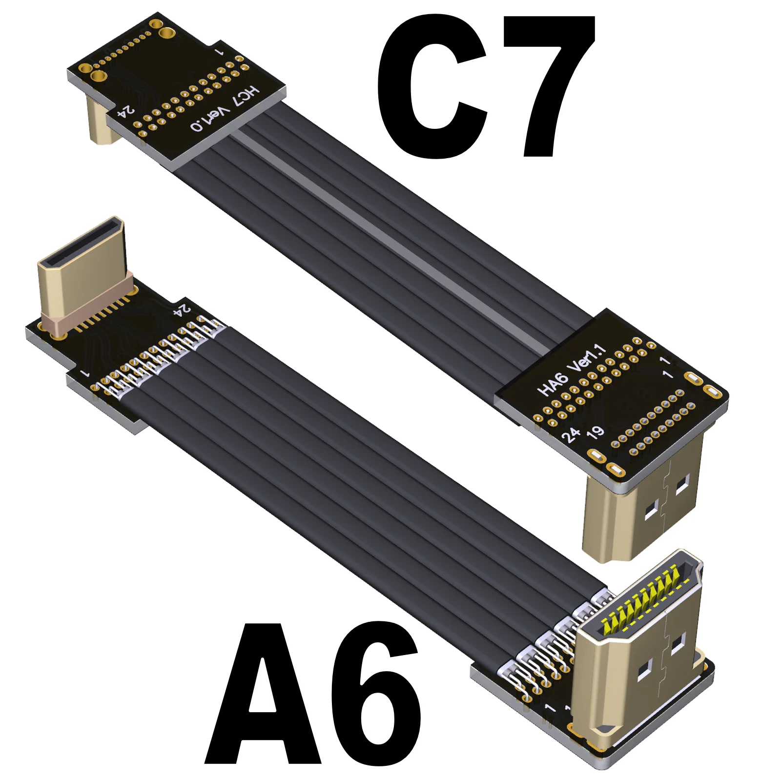 Mini HD 2.1 Type-A to Type-C Flat Extension Cable 48Gbps Male to Male Female for FPV Aerial Photography Gopro Camera