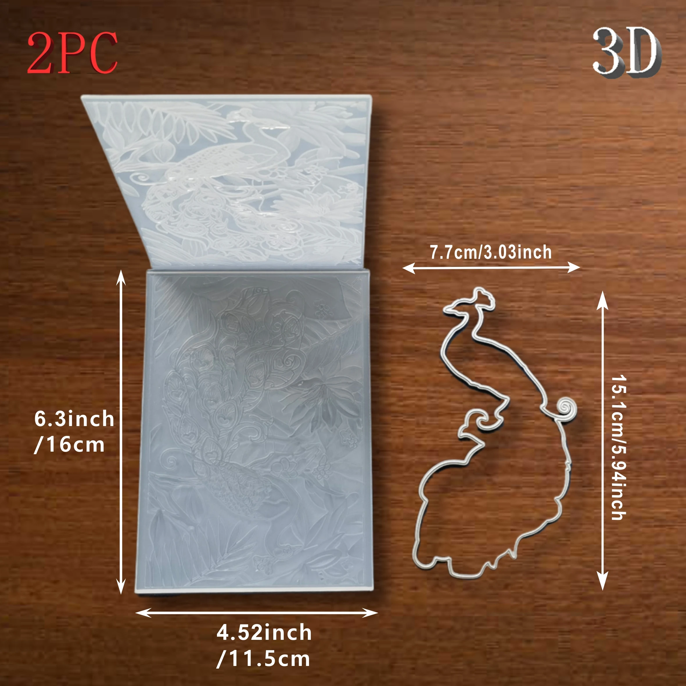 مجموعة مجلد وقطع قوالب منقوشة ثلاثية الأبعاد - تصميم عنصر "الظل الأخضر الذهبي اللامع، راحة الطاووس في الزهور" مناسب