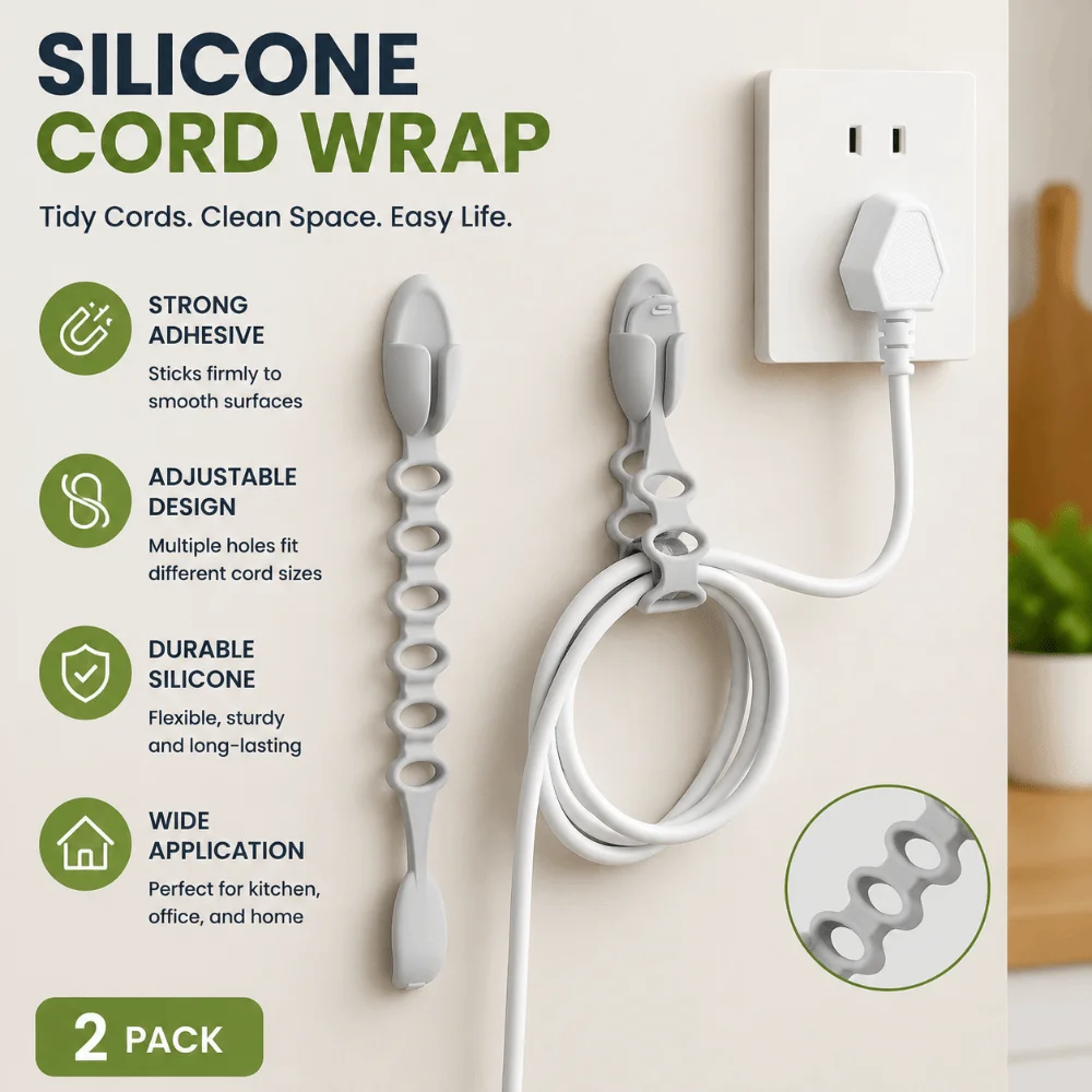 Wall-Mounted Silicone Cable Organizer Traceless Space-Saving Cable Holder Organizer Cable Management Elastic Cord Wrapper