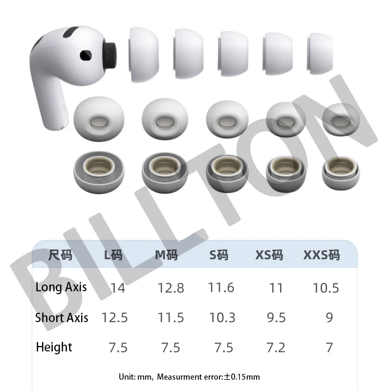 Eco-Friendly Silicone Ear Tips Adapter Replacement for Airpods Pro 3 Gen Noise Cancelling Earbuds and Charging Case Fit