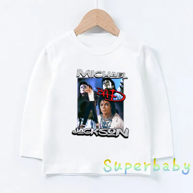 Hot Sale Rock N Roll Star Michael Jackson Print Kids T-Shirts Girls Clothes Baby Boys Long Sleeve T shirt Autumn Children Tops