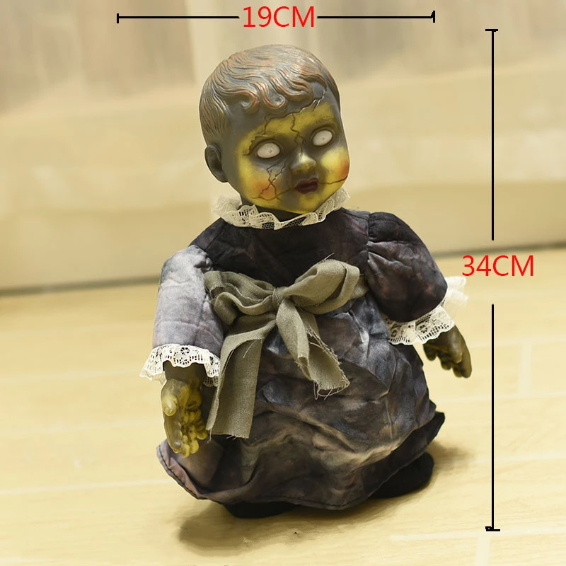 Halloween Creepy Doll Scary Voice-Activated Induction Walking Horror Possessed Doll with Sound Halloween Prop for Haunted House