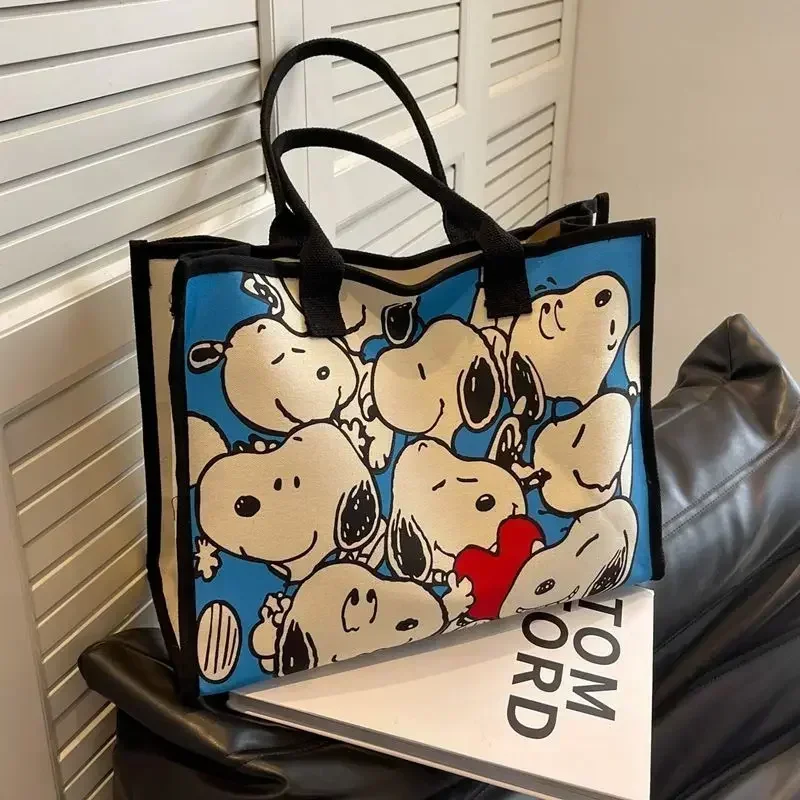 Snoopy o dużej pojemności torba na pieluchy z motywem kreskówkowym dziewczyna modna torba na ramię nowa torba z grubej bawełny Y2K torebka płócienna torba na zakupy