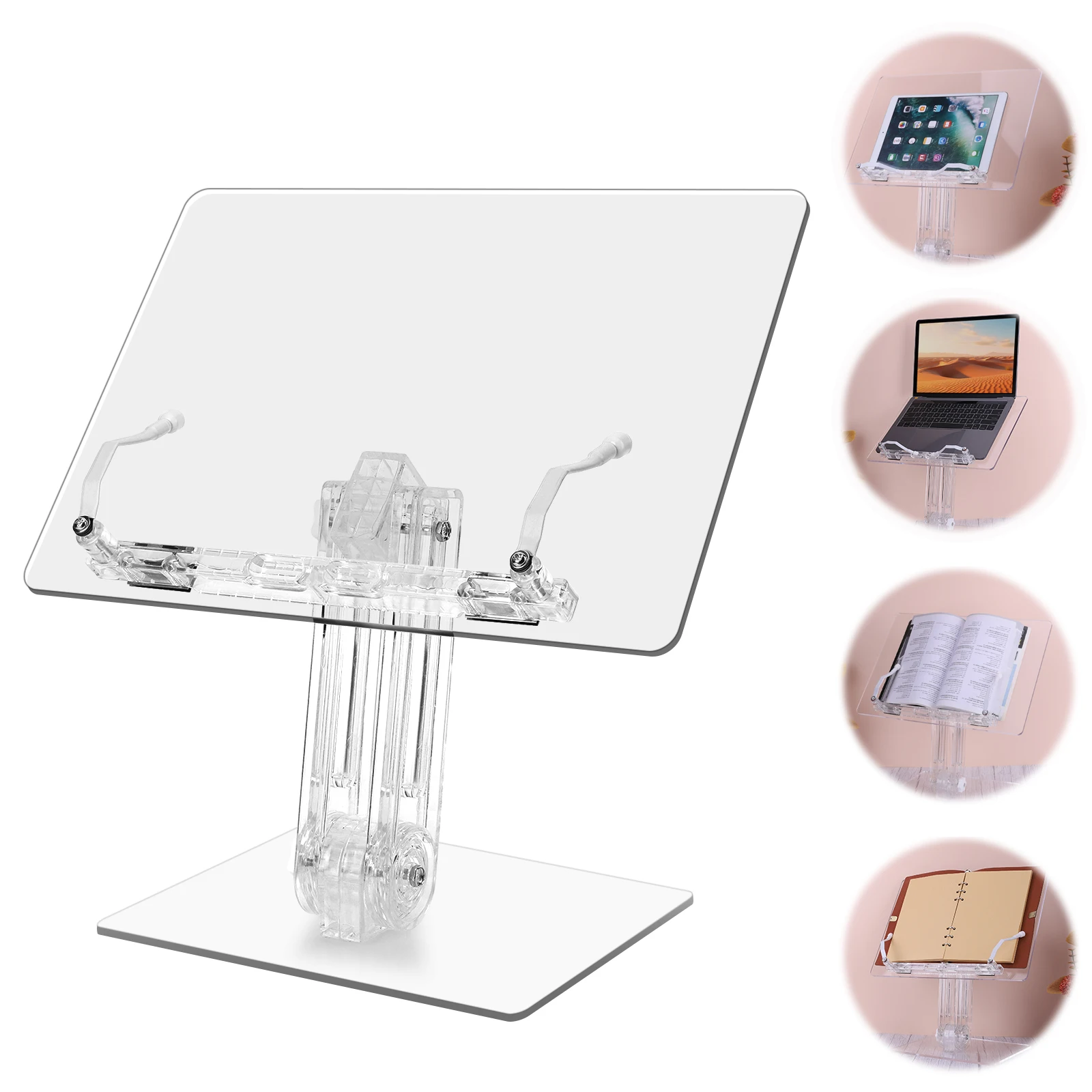 

Acrylic Tablet Stand Adjustable Liftable Reading Book Holder Transparent Tablet Holder Desk Stand for iPad Book Desktop Holder