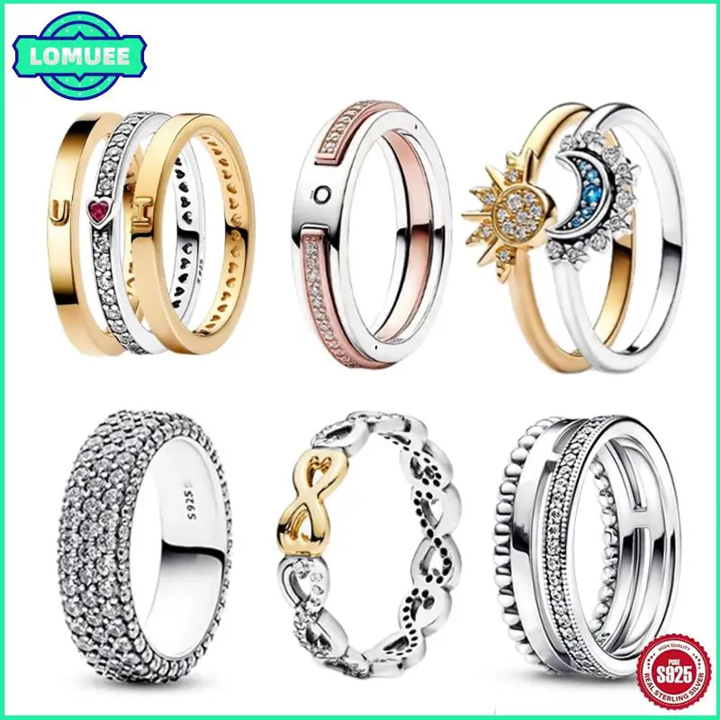 925 Silver New Fashion Sun And Moon Folding Ring Suitable For Women's High Class Exquisite Charm Jewelry Gift Jewelry Wholesale