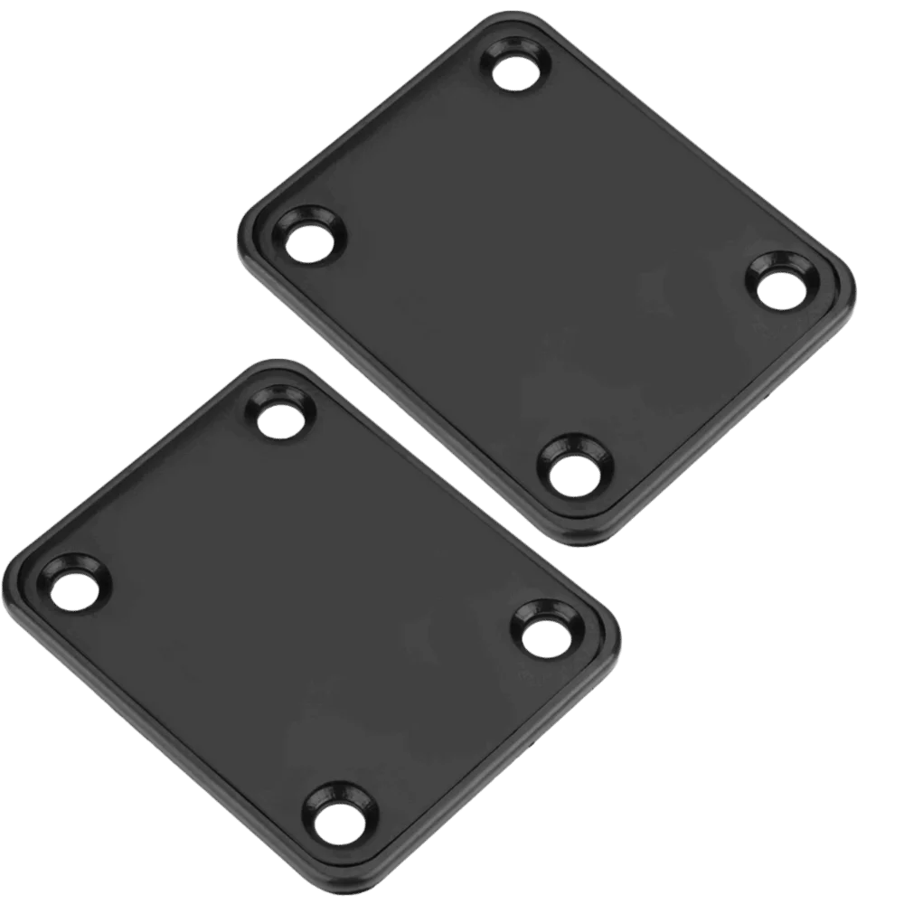 2Pack Steel Alloy​ Neck Plate ​4-Bolt ​Black/Silver ​Guitar Neck Plate​ ​With Screws​ ​Bass Neck Plate​