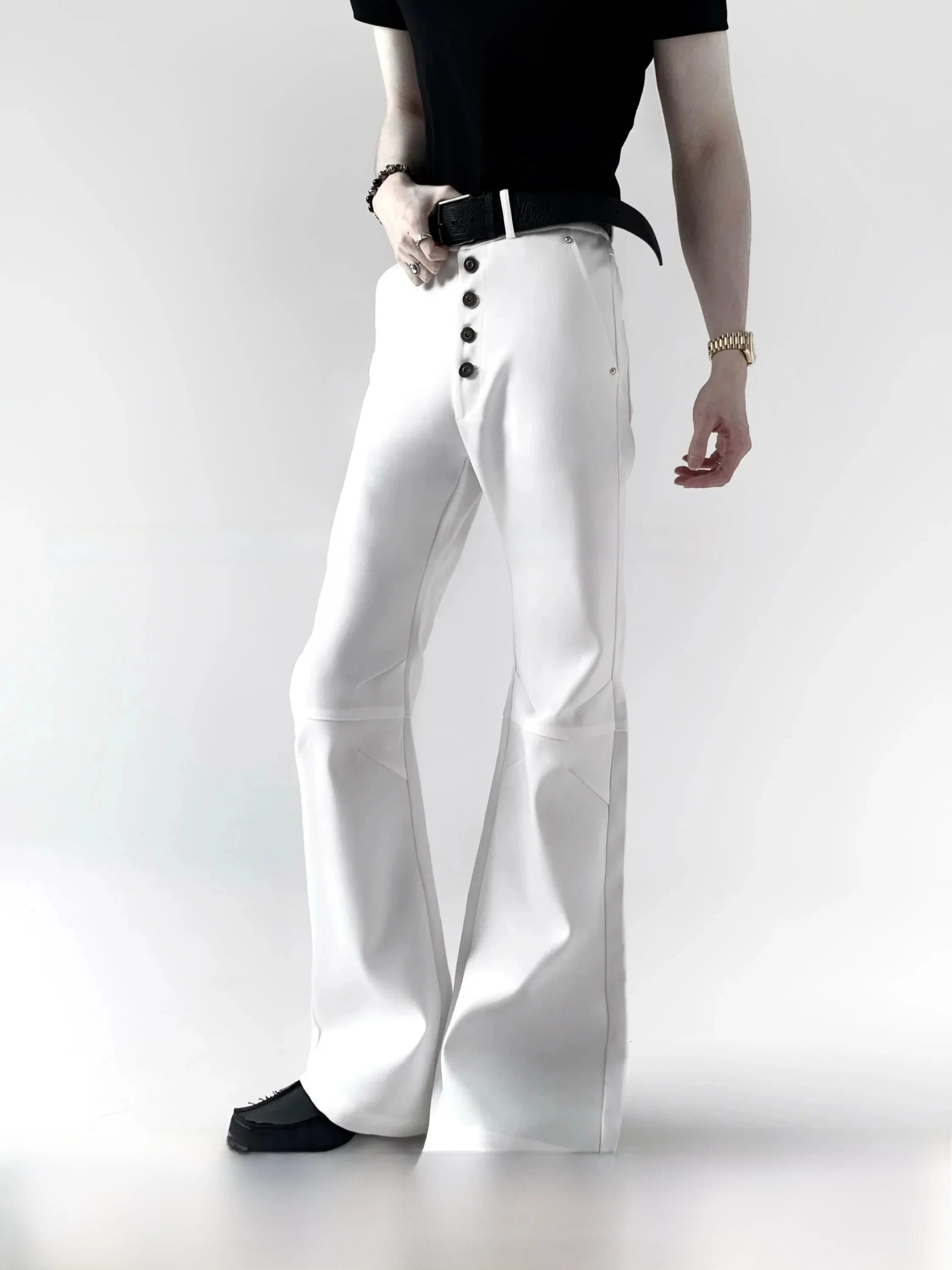 Fall Mountain Wind Heavyweight White Knight Vibe Micro Flared Men's Pants High-End Drape Sensation Extended Length Casual Wear