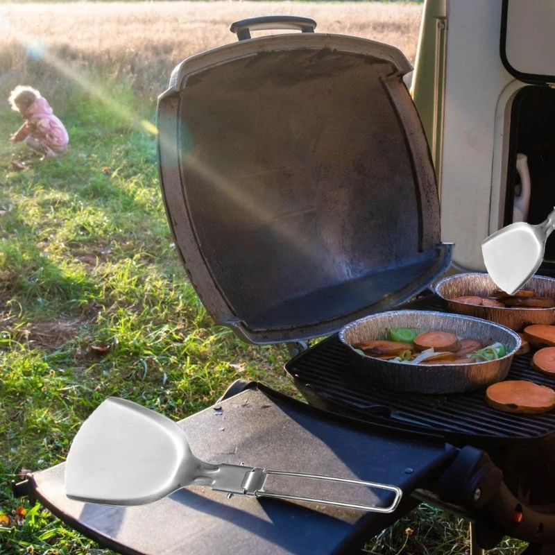 Foldable Stainless Outdoor Kitchen Utensils Set for Camping, Hiking and Picnics Cookware with Folding Spoon and Spatulas