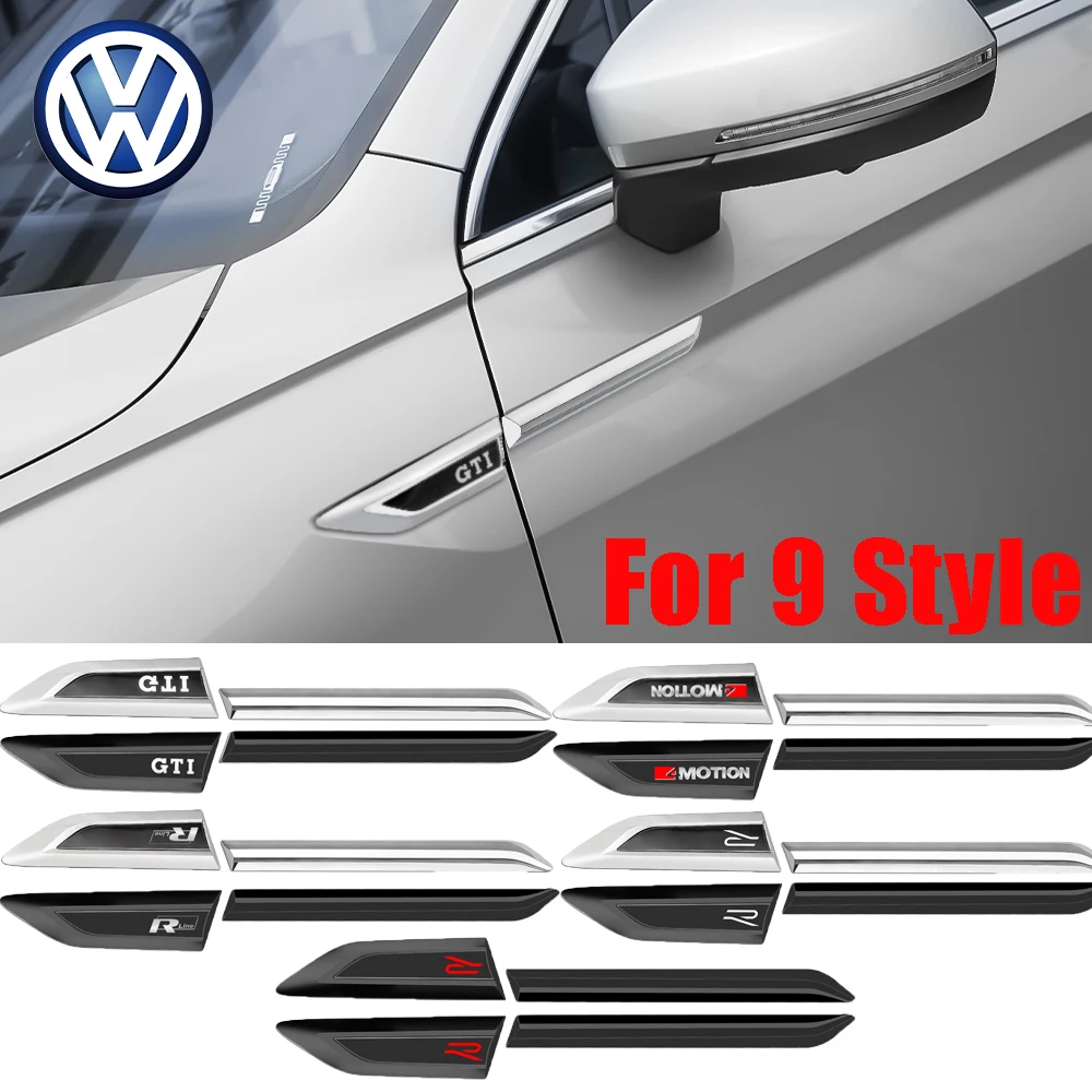 2pcs Car Fender Side Blade Emblem Sticker Auto Decorative Accessories For Volkswagen VW R Rline 4 MOTION CADDY Golf MK6 Polo GTI