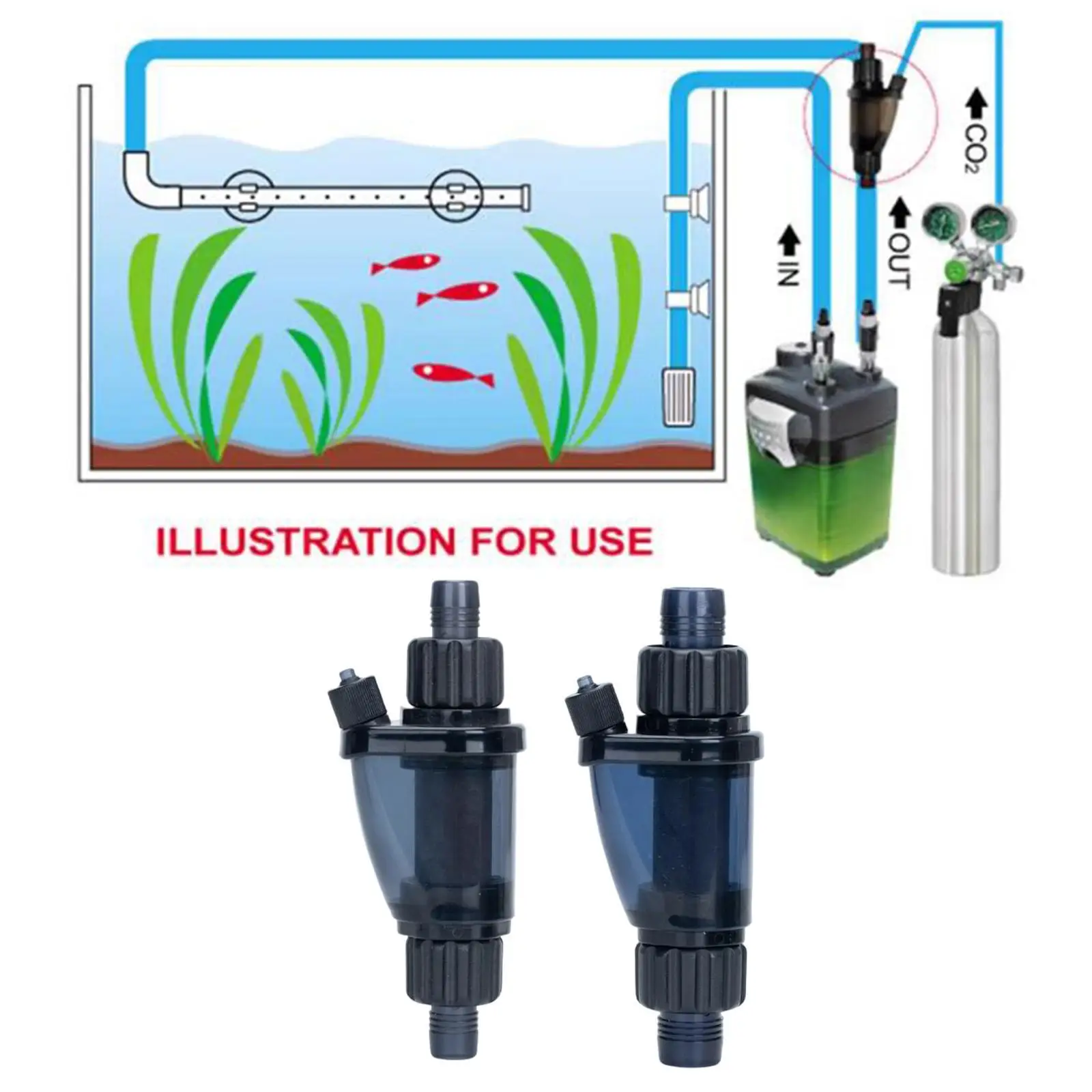 

Aquarium Fine Mist CO2 Reactor Inline Diffuser ABS Atomizer Bubbler for Planted Freshwater Tanks