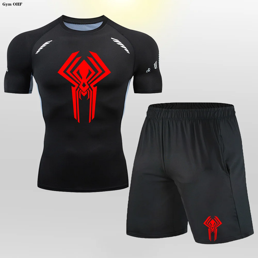 Trajes deportivos para hombre, boxeo, correr, entrenamiento, montañismo, tenis, Fitness, gimnasio, correr, camiseta, medias, conjuntos de compresión, ventilación