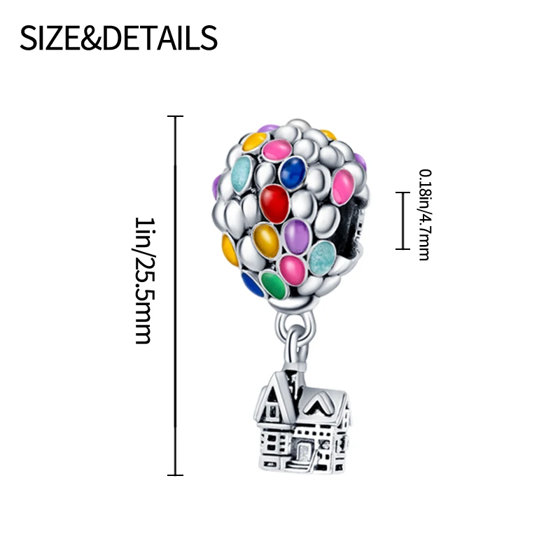 2024 Hot Sale Balloon Flying House Charm Beads Fits Pandora 925 Original Bracelet Women 925 Silver Pendant Bead DIY Jewelry Gift