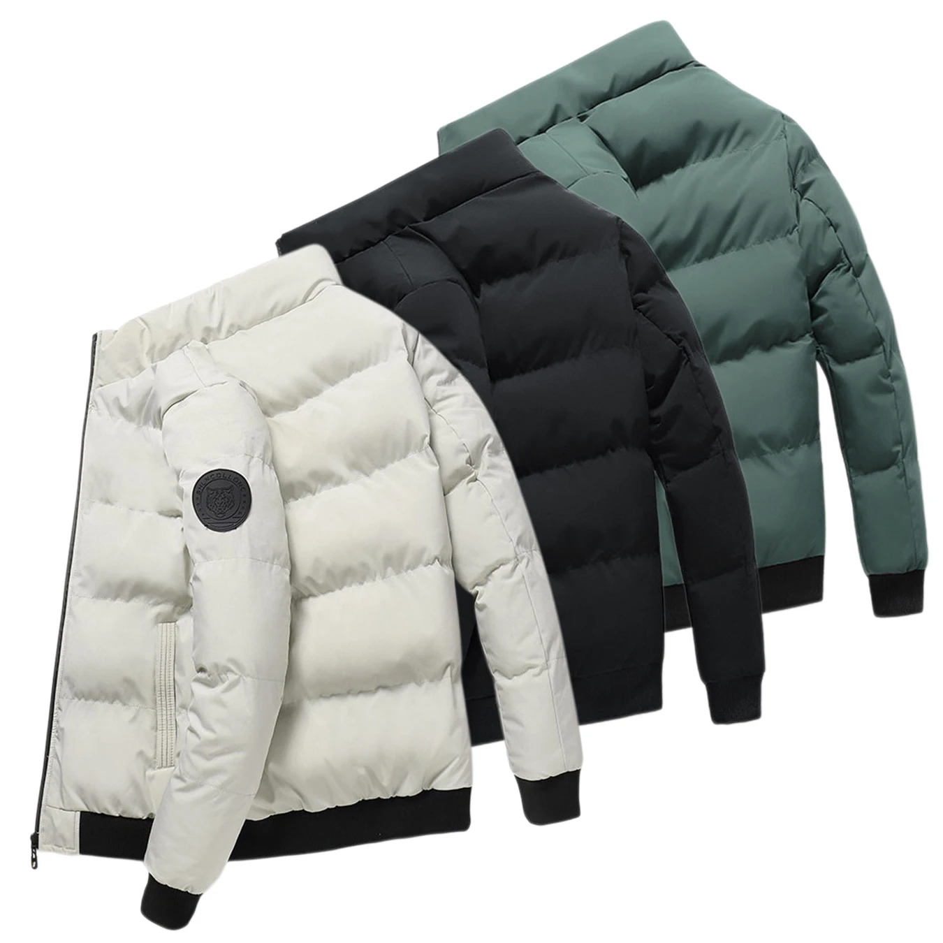 New Fall Men's Fashion Brand Solid-Color Zipper Down Jacket; Thick Cotton Multifunctional Comfort Jacket; Casual Youth Jacket