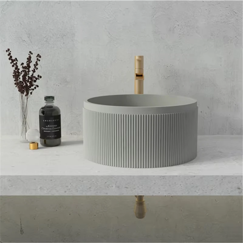 Fashion Concrete Sink Bathroom Solid Color Terrazzo Basin