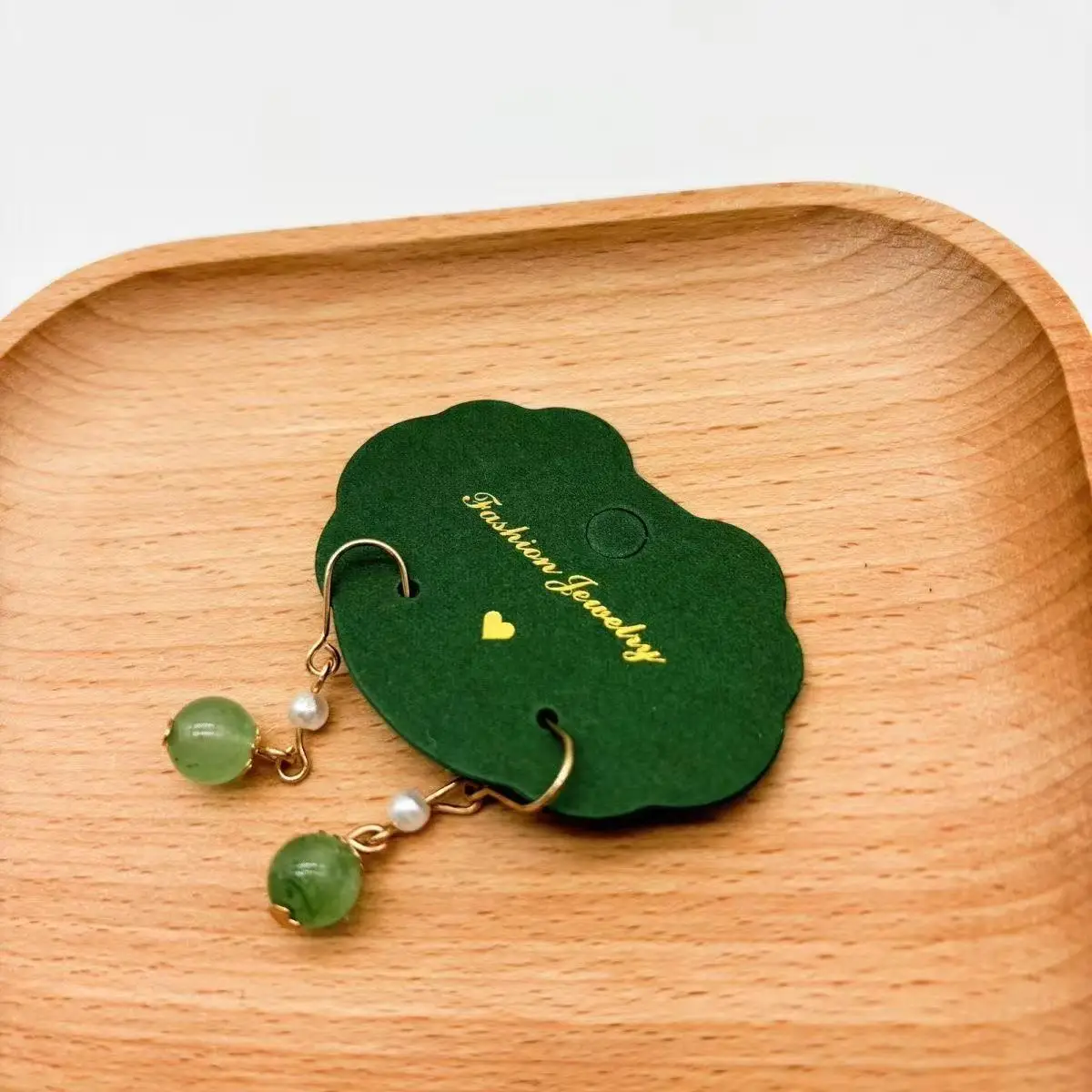 Dark Green Hot Stamping Paper Card Ear Stud Earrings Necklace Display Packaging Cardboard Accessories Wrapping Card Hang Tag