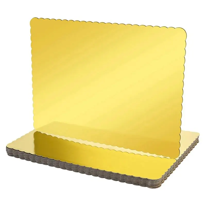 ABVT-Disposable Cardboard Cake Bases 20 Pack Rectangle Cake Board 14X10 Inch Gold Foil Quarter Cake Sheet For Baking Gold
