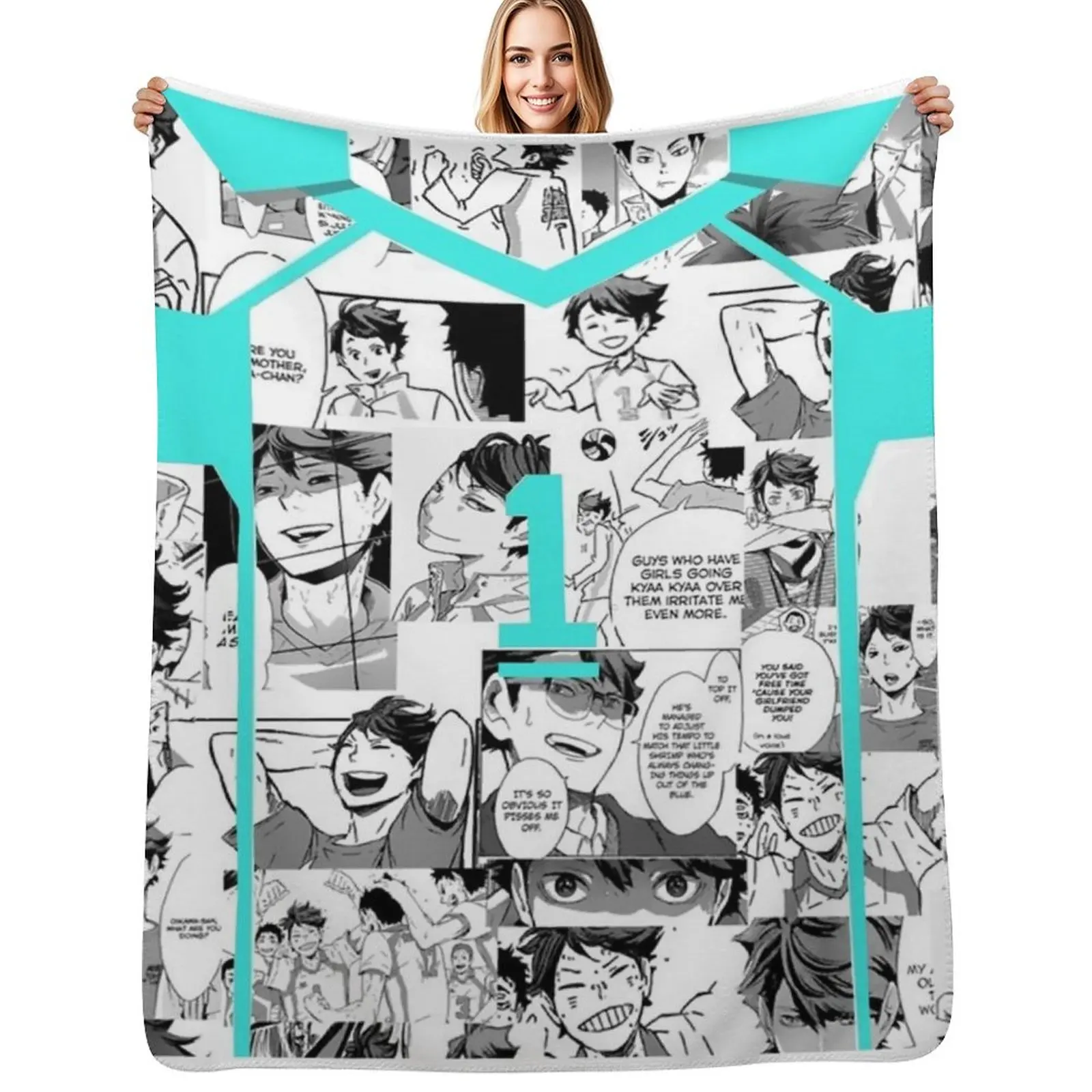 

oikawa jersey collage Throw Blanket blankets ands Blankets Sofas Of Decoration valentine gift ideas Blanket